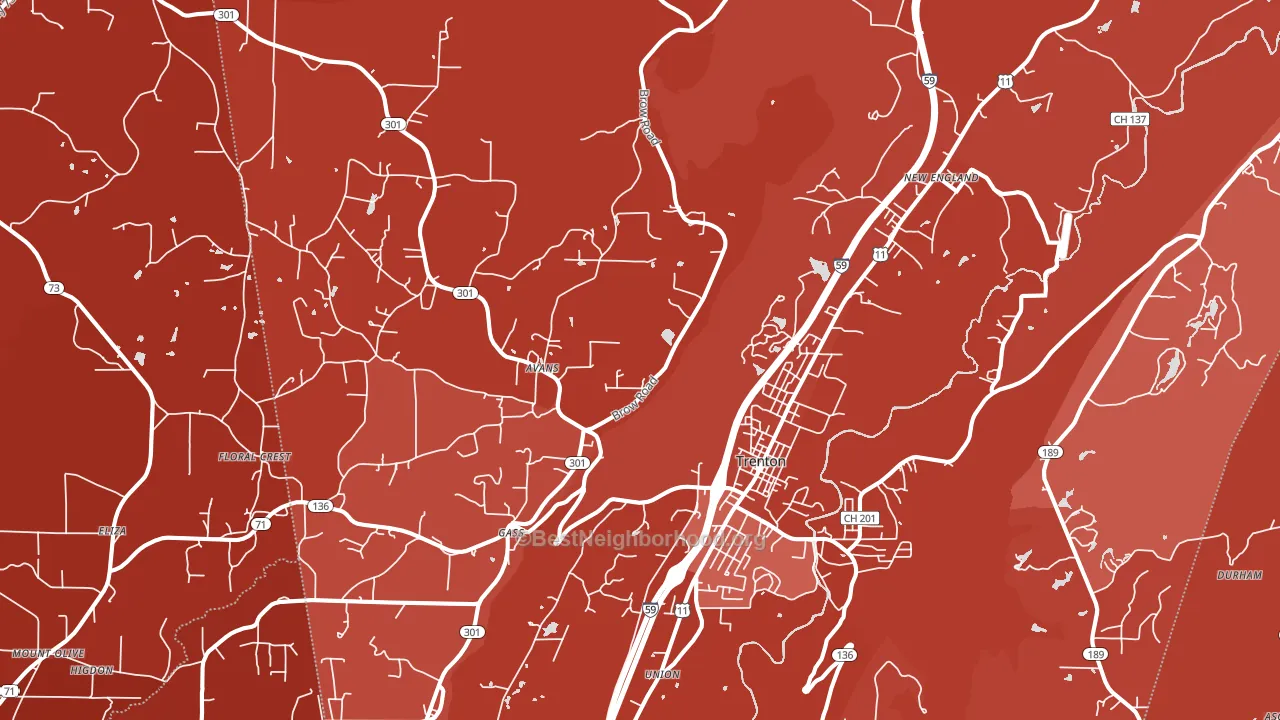Trenton, GA block-group political-lean map