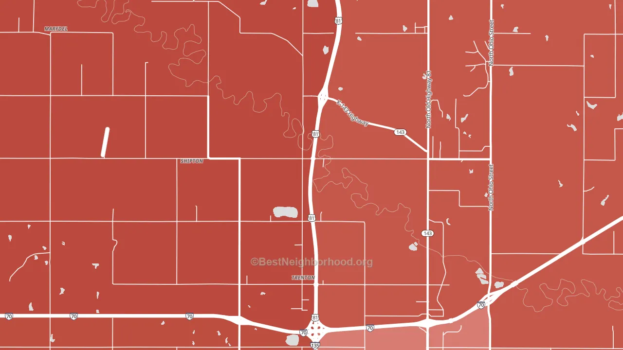 Trenton, KS block-group political-lean map