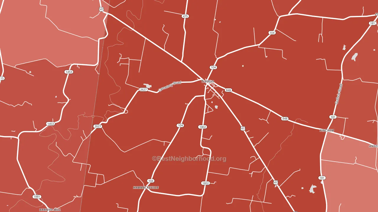 Trenton, KY block-group political-lean map