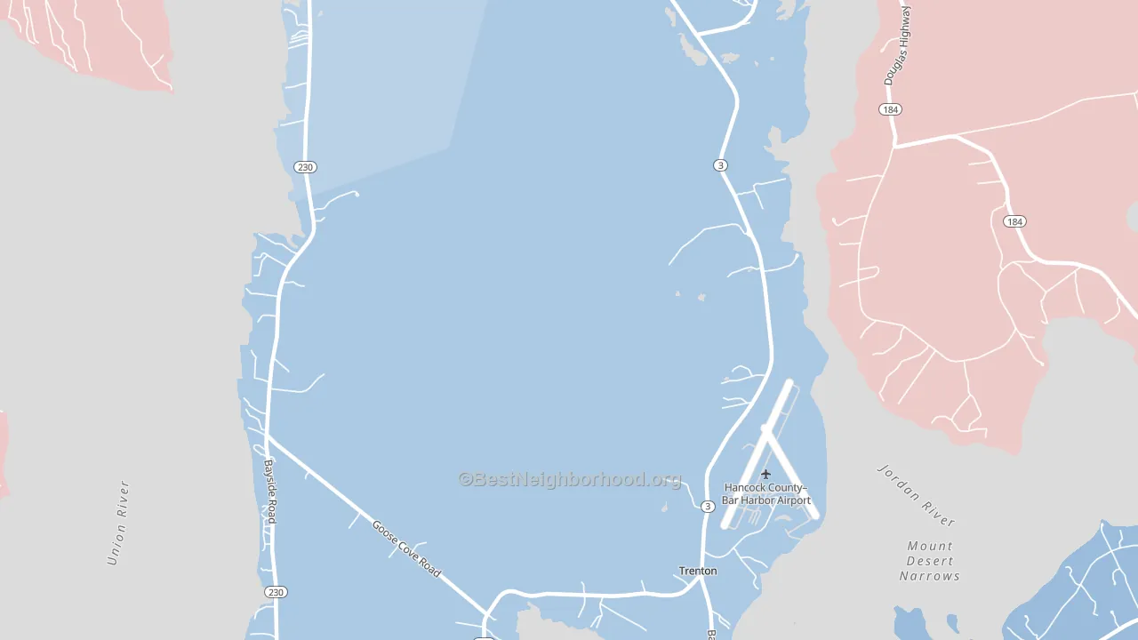 Trenton, ME block-group political-lean map