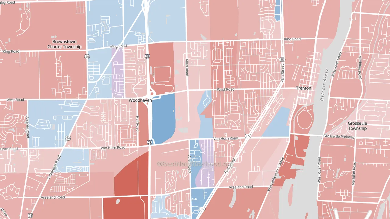 Trenton, MI block-group political-lean map