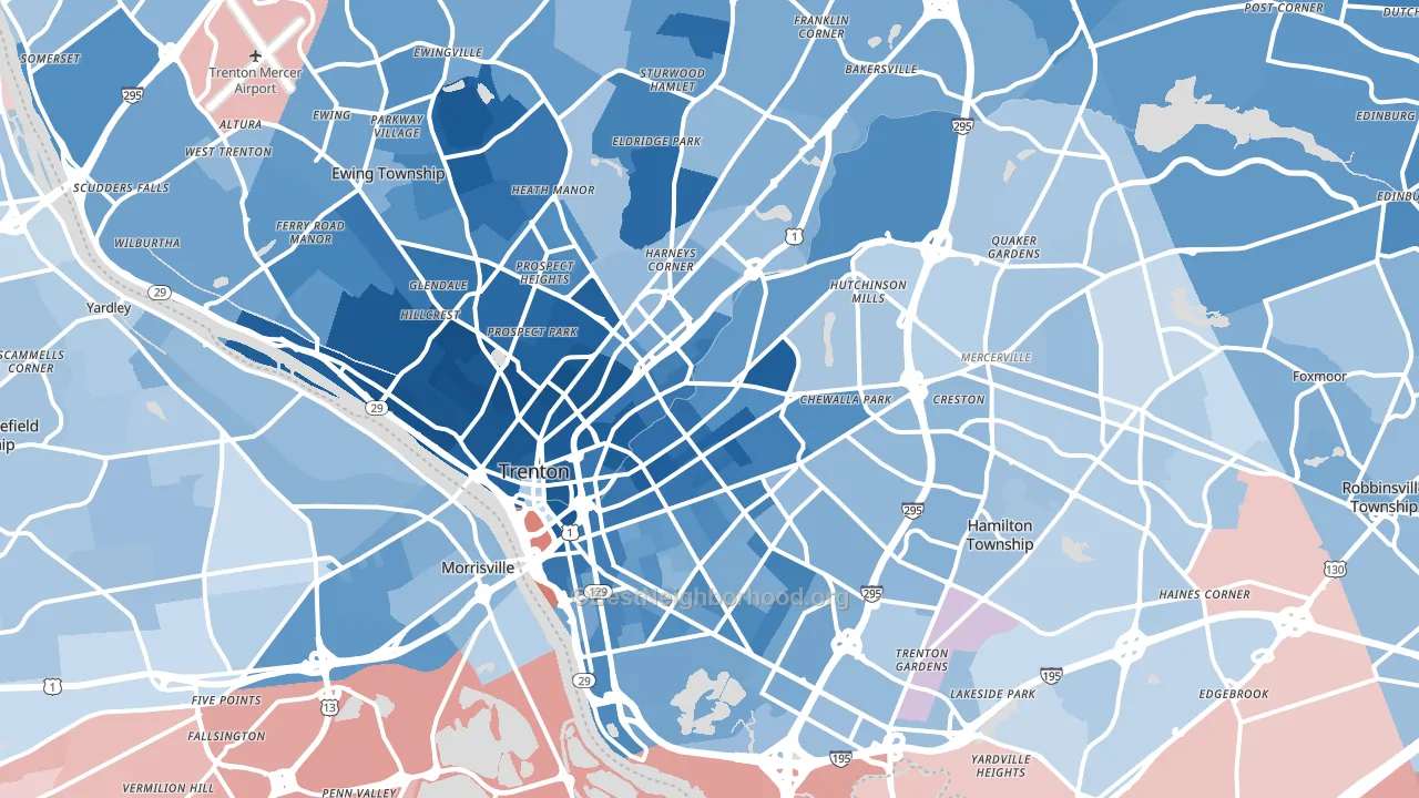 Trenton, NJ block-group political-lean map