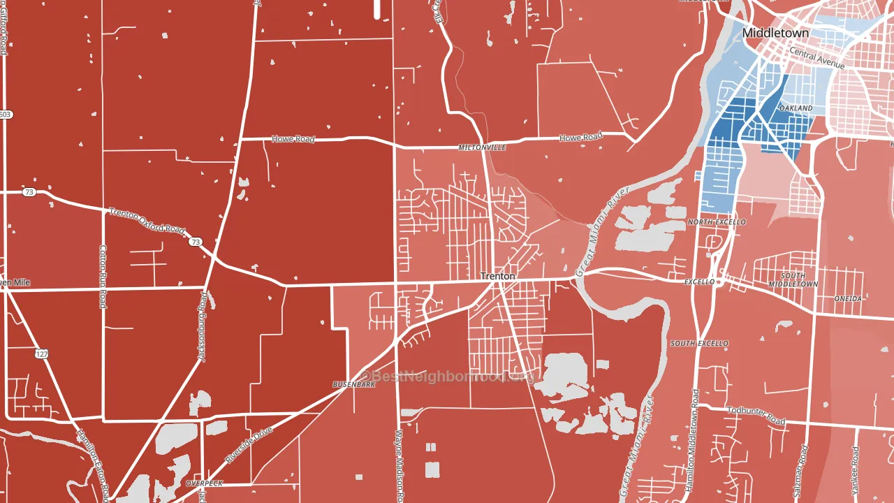 Trenton, OH block-group political-lean map