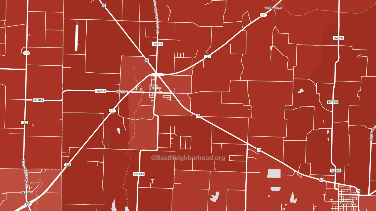 Trenton, TX block-group political-lean map