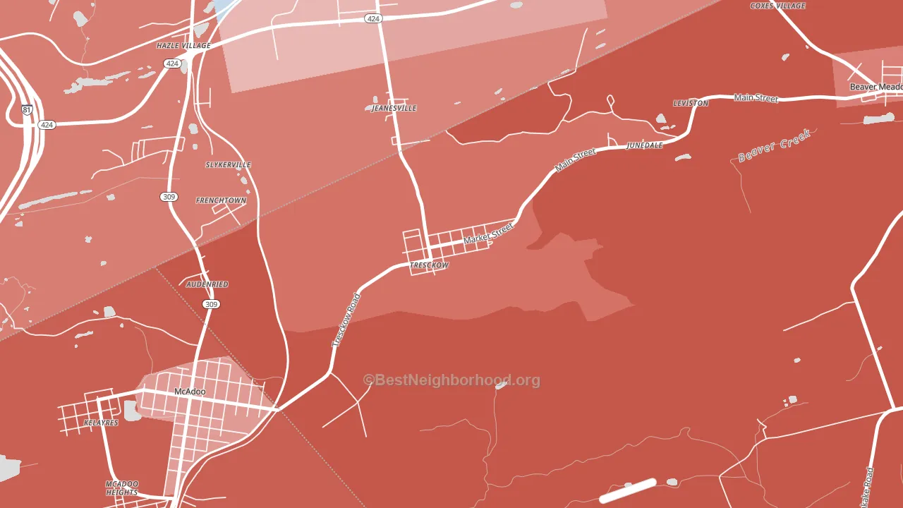 Tresckow, PA block-group political-lean map