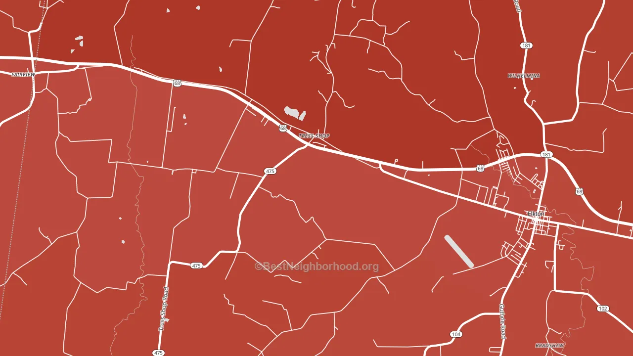 Tress Shop, KY block-group political-lean map