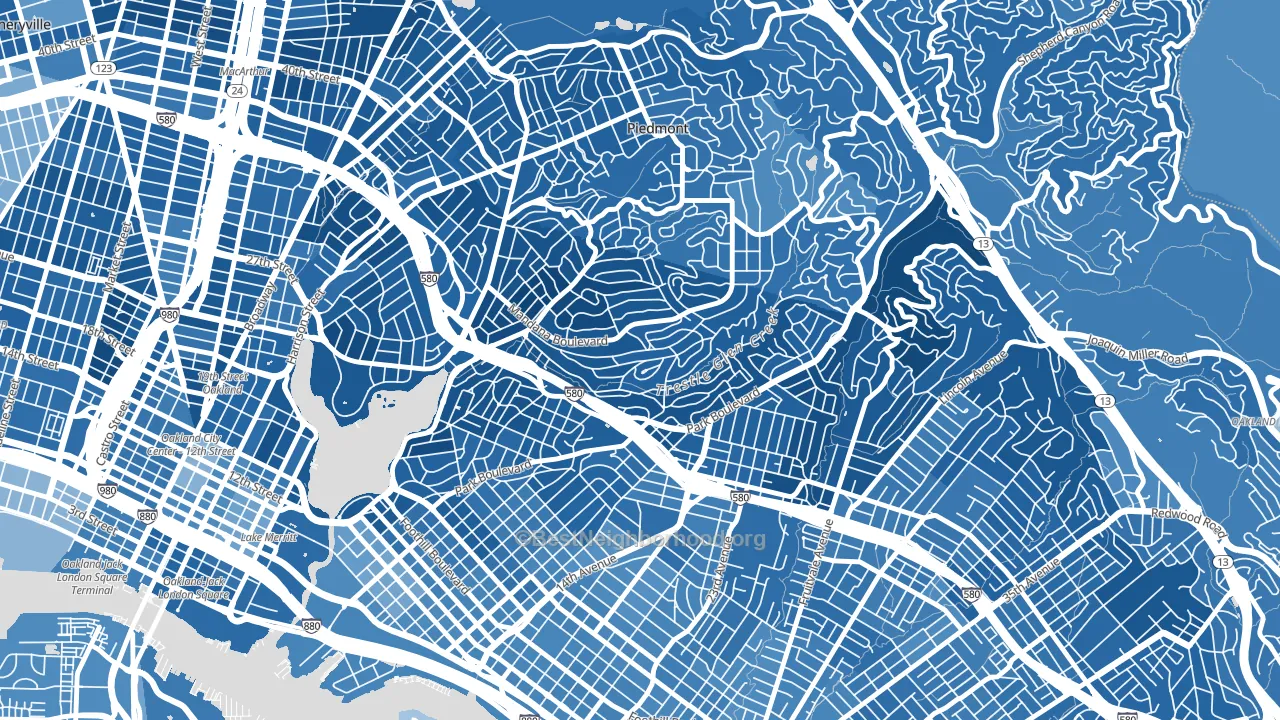 Trestle Glen, Oakland, CA block-group political-lean map