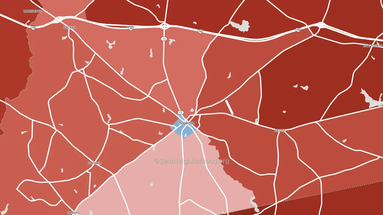 Treutlen County, GA block-group political-lean map