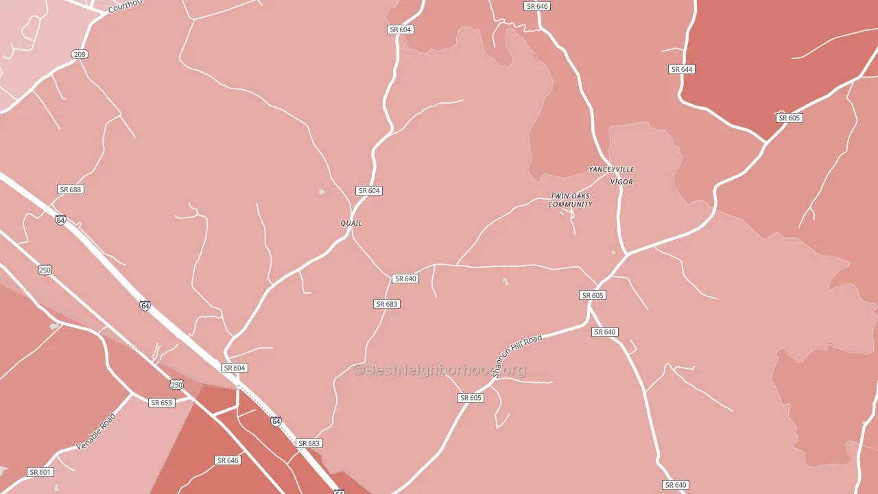 Trevilians, VA block-group political-lean map