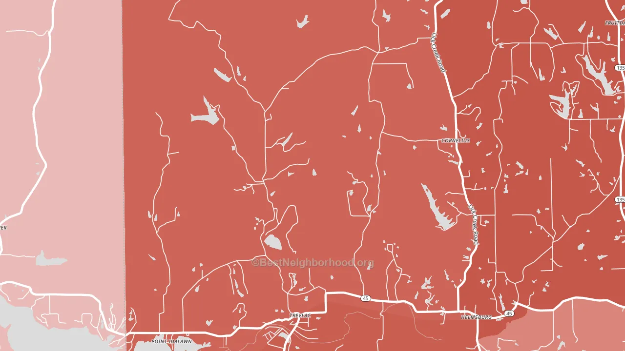 Trevlac, IN block-group political-lean map