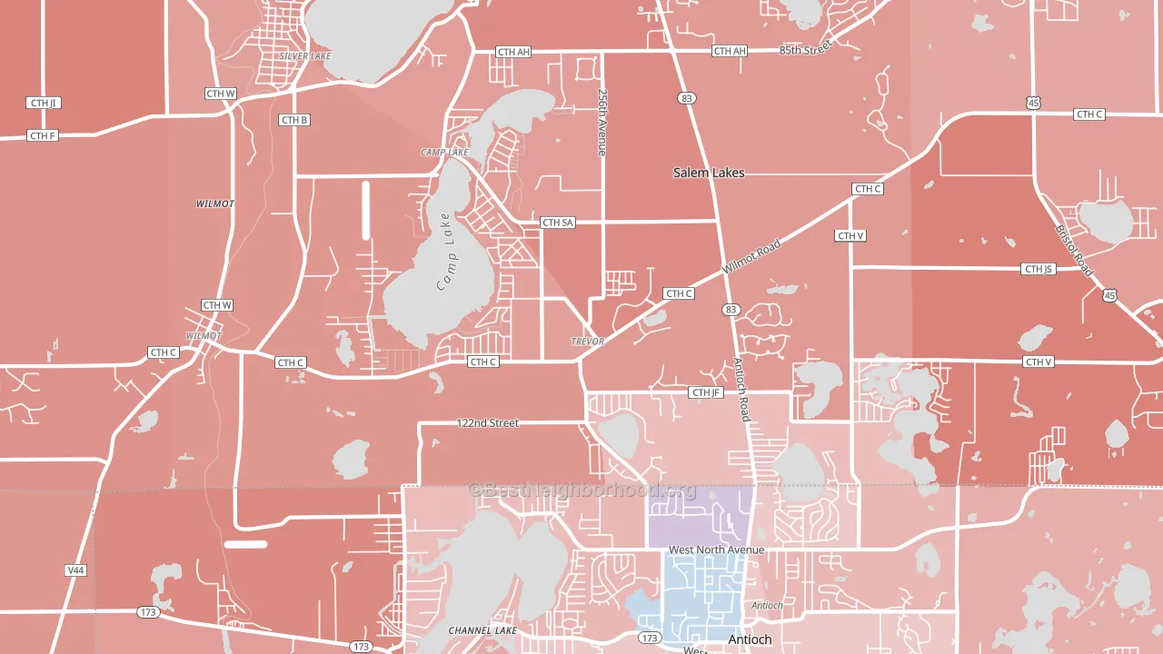 Trevor, WI block-group political-lean map