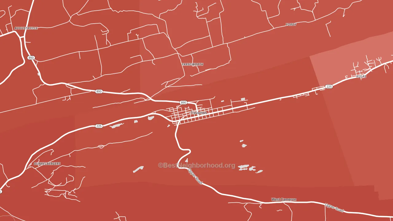 Trevorton, PA block-group political-lean map