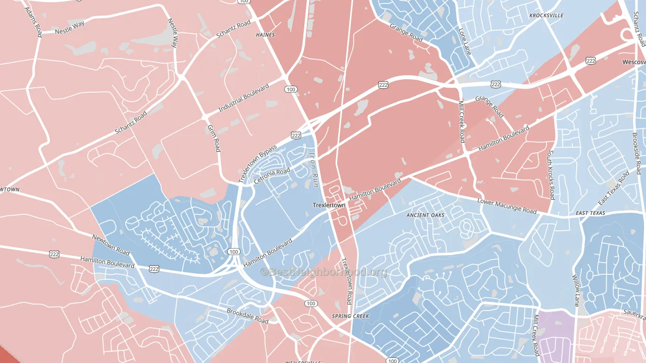 Trexlertown, PA block-group political-lean map