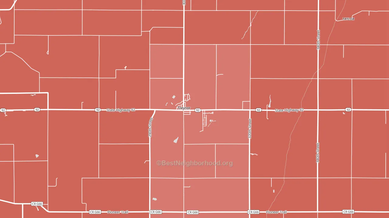Treynor, IA block-group political-lean map