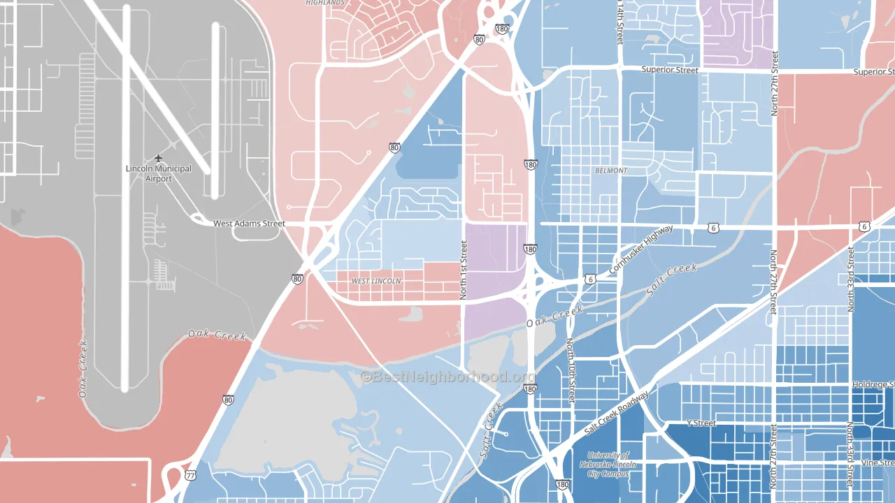 Tri-Court, Lincoln, NE block-group political-lean map