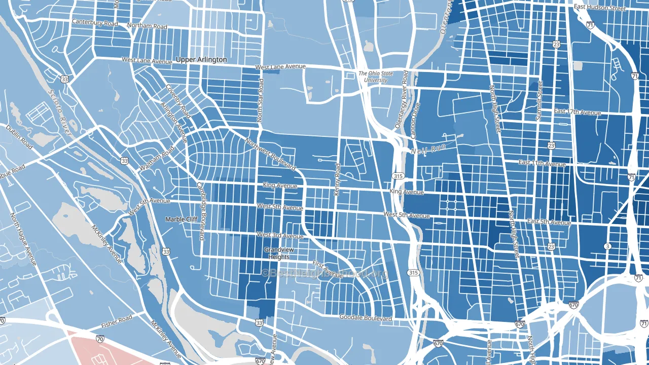 Tri-Village, Columbus, OH block-group political-lean map