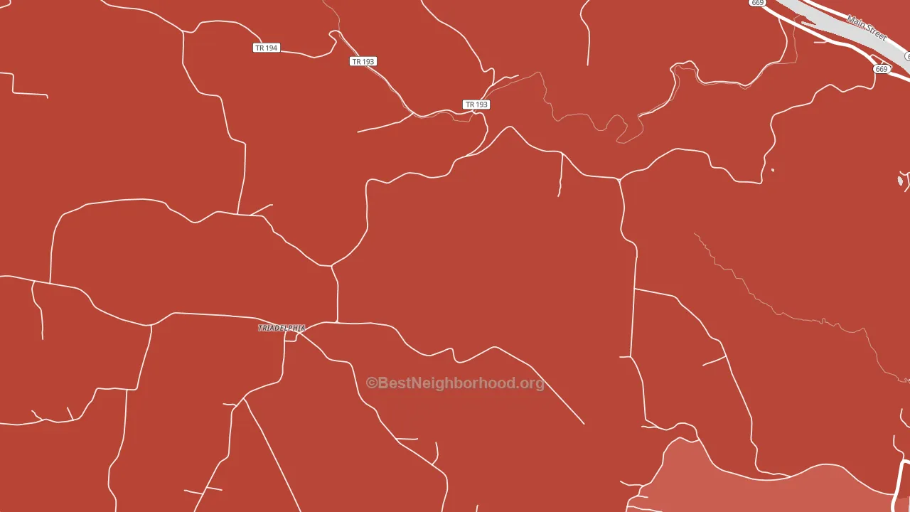 Triadelphia, OH block-group political-lean map