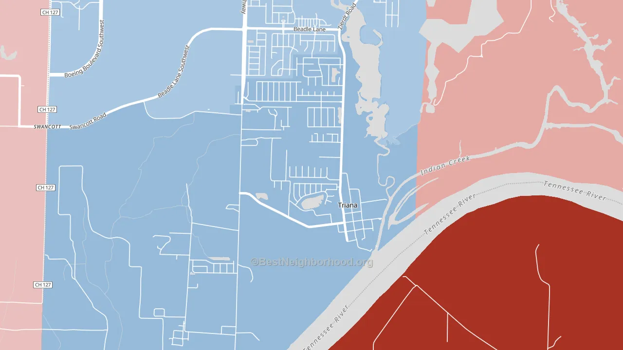 Triana, AL block-group political-lean map