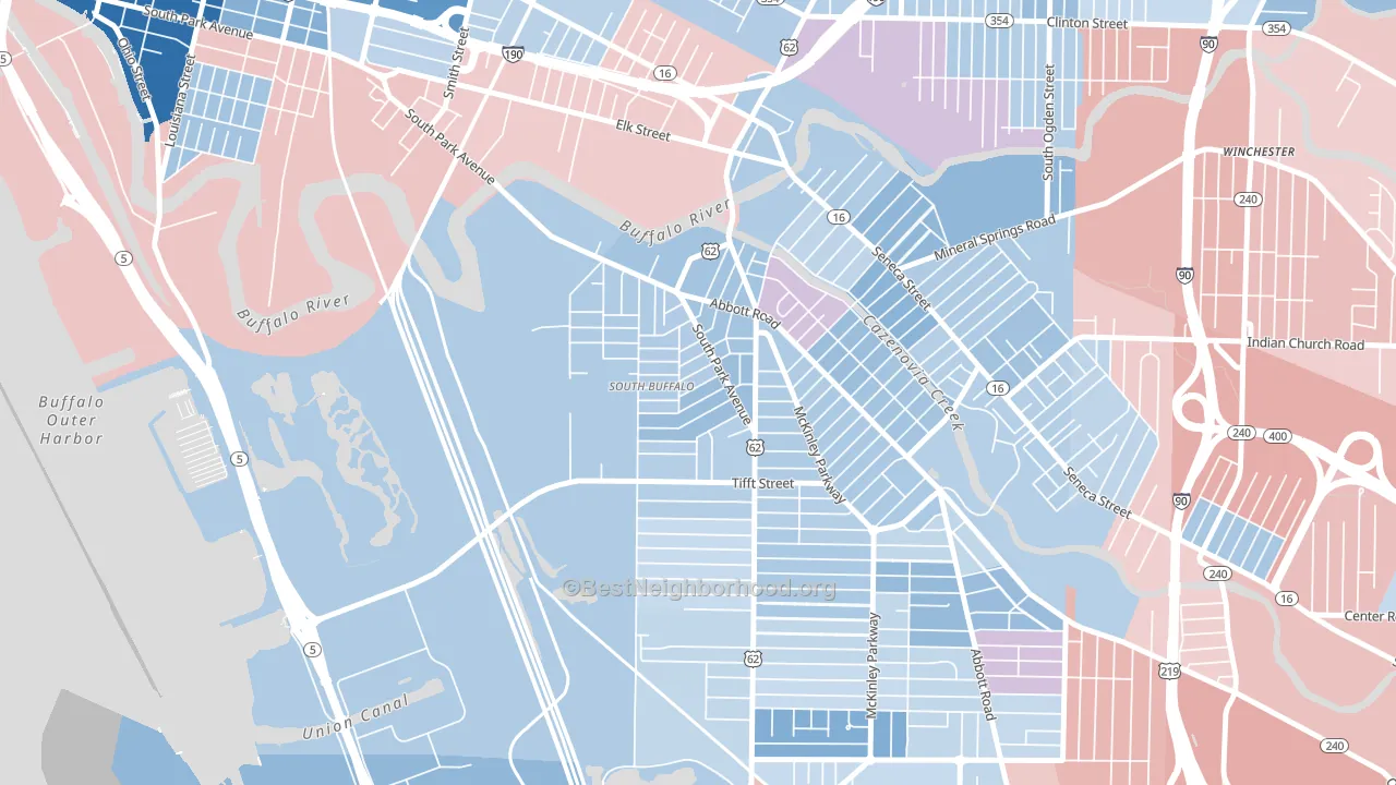 Triangle, Buffalo, NY block-group political-lean map
