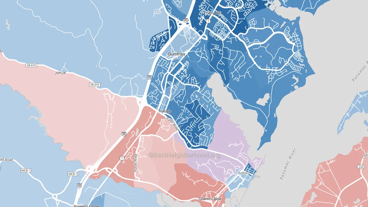 Triangle, VA block-group political-lean map