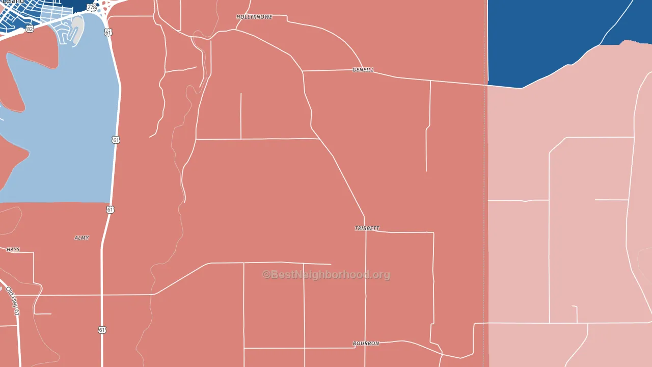 Tribbett, MS block-group political-lean map