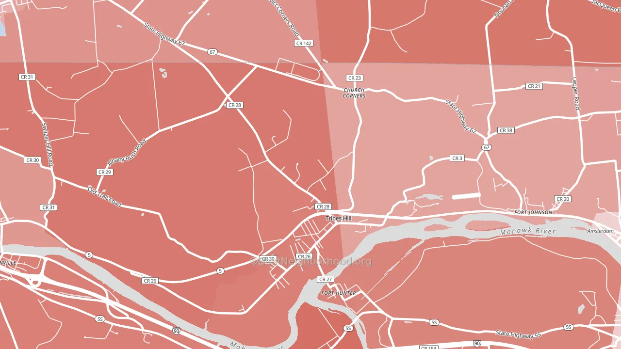Tribes Hill, NY block-group political-lean map