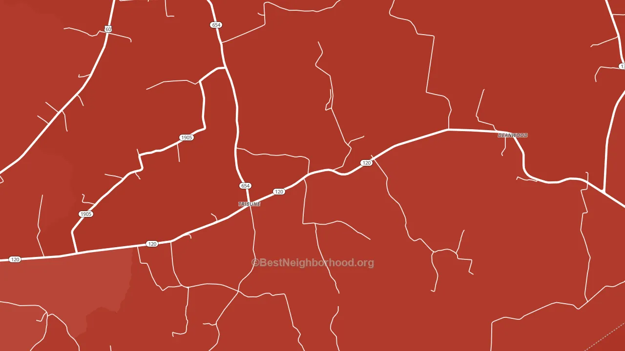 Tribune, KY block-group political-lean map