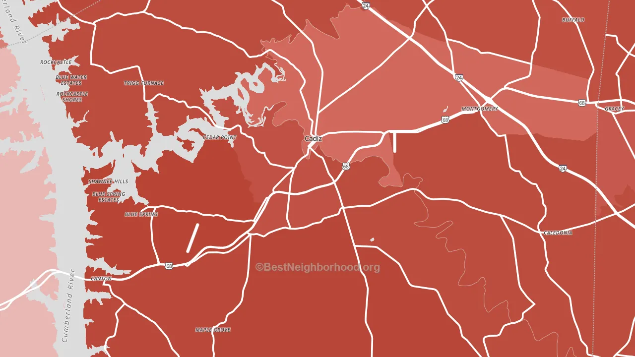 Trigg County, KY block-group political-lean map