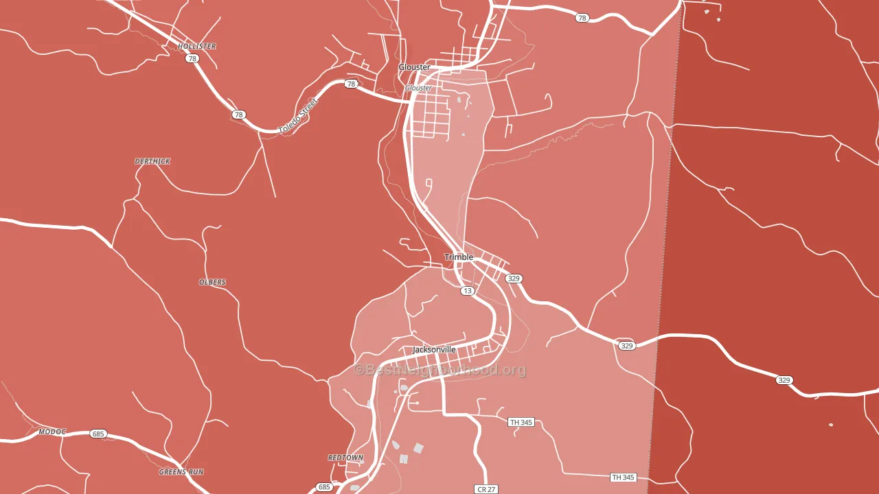 Trimble, OH block-group political-lean map