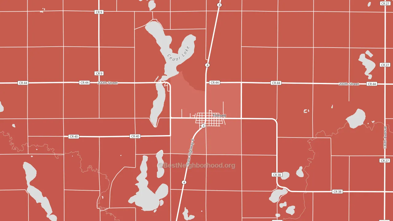 Trimont, MN block-group political-lean map