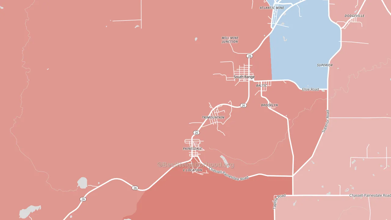 Trimountain, MI block-group political-lean map