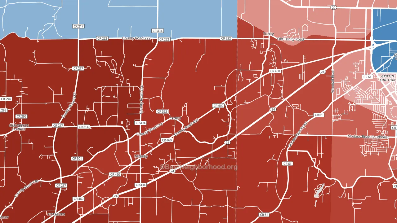 Trinity, AL block-group political-lean map