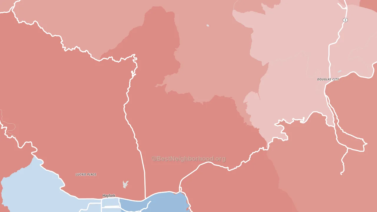 Trinity County, CA block-group political-lean map