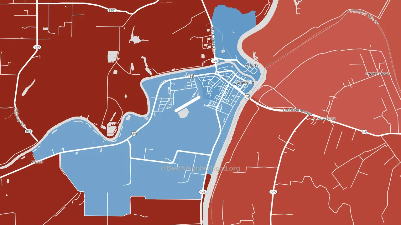 Trinity, LA block-group political-lean map