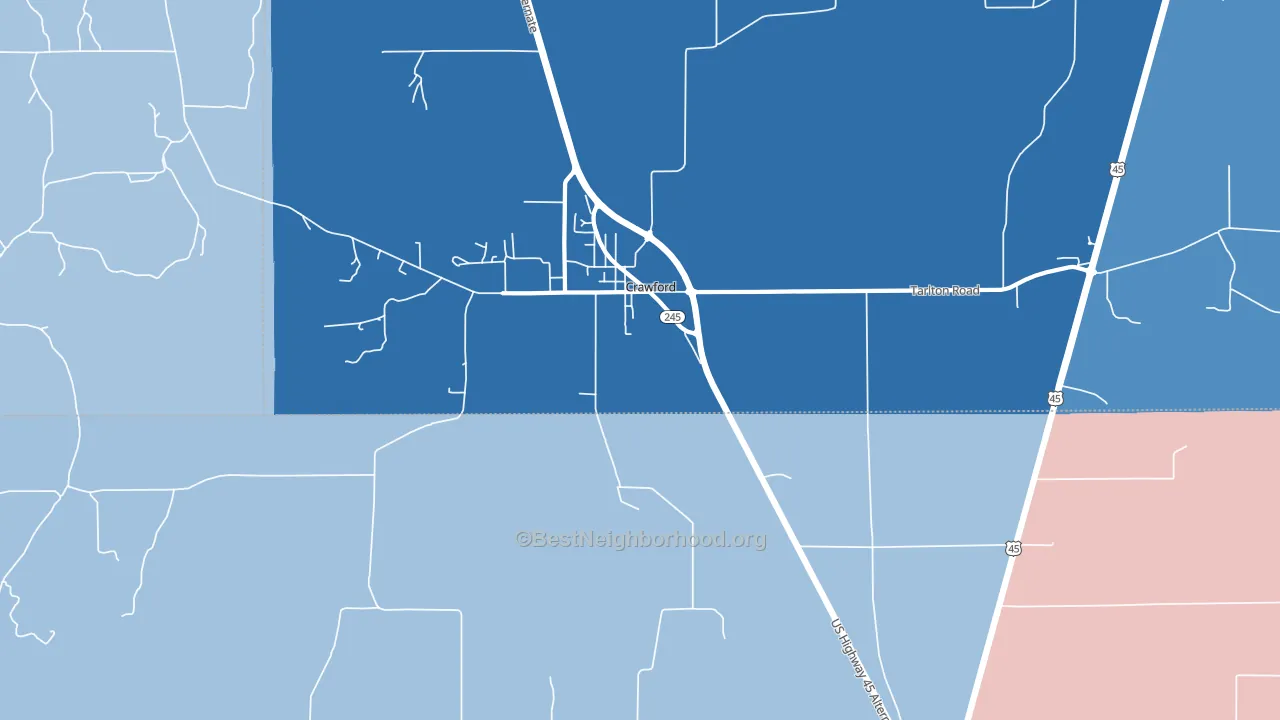 Trinity, MS block-group political-lean map