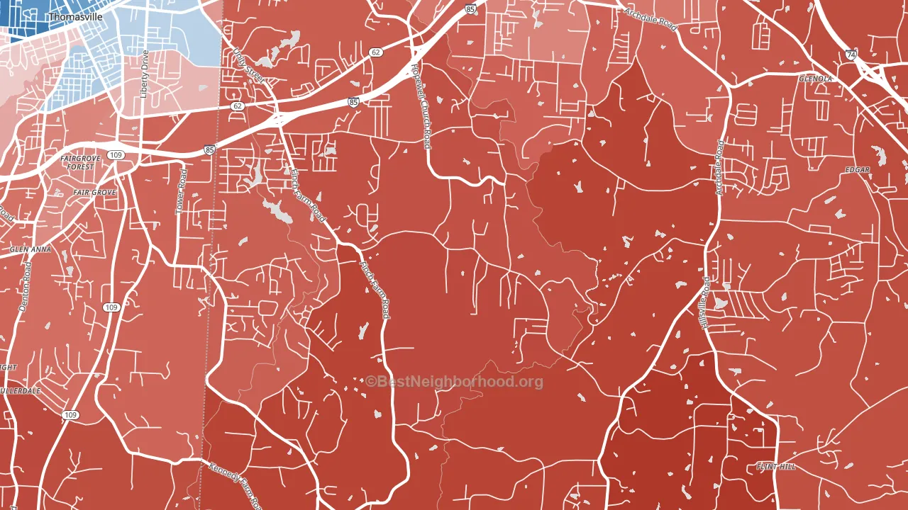 Trinity, NC block-group political-lean map