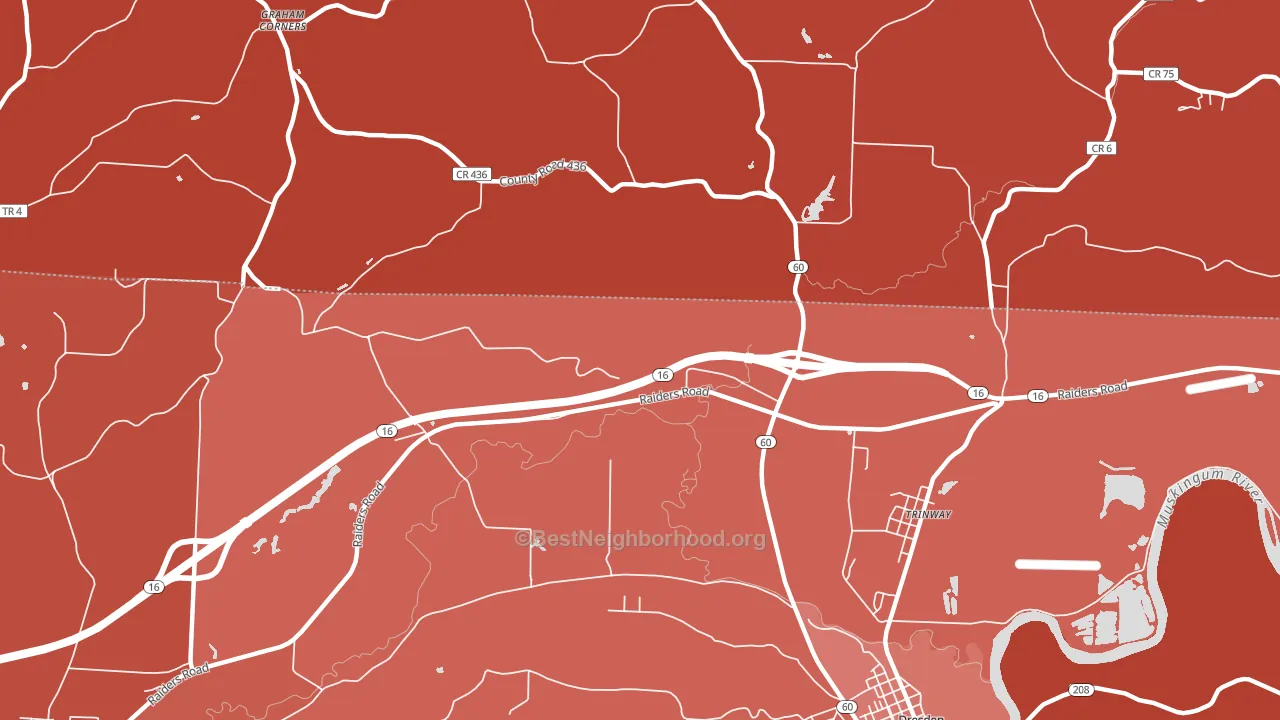 Trinway, OH block-group political-lean map
