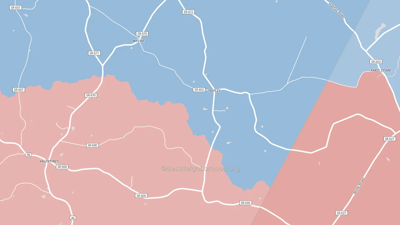 Triplet, VA block-group political-lean map