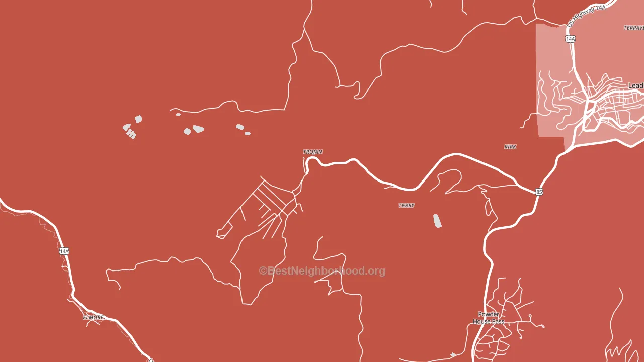 Trojan, SD block-group political-lean map