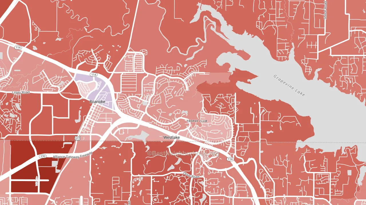 Trophy Club, TX block-group political-lean map