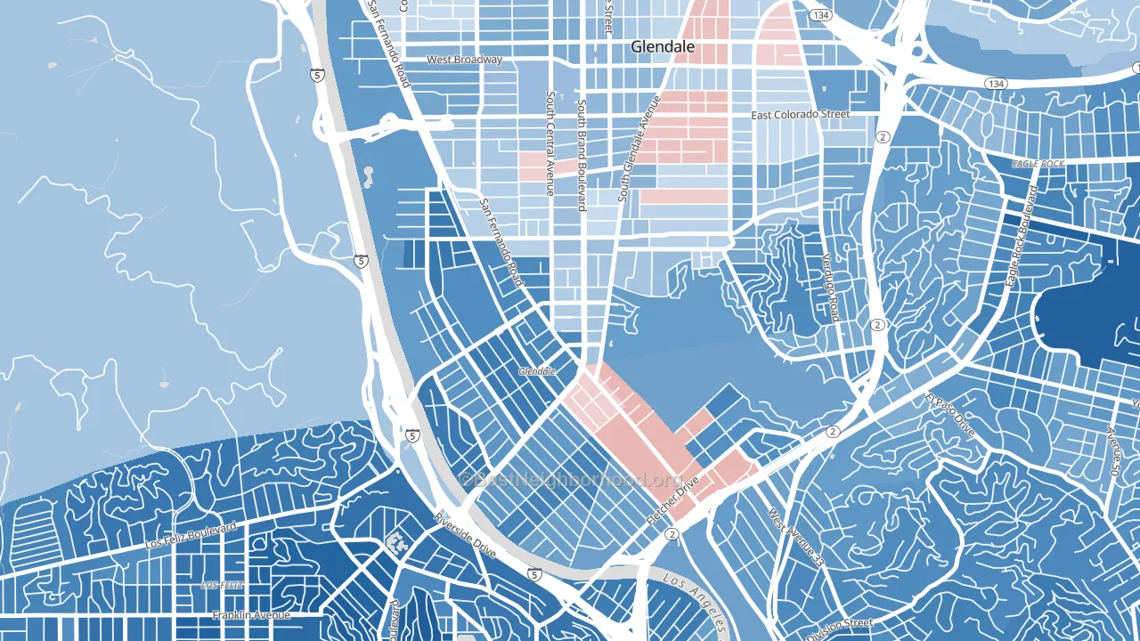 Tropico, Glendale, CA block-group political-lean map