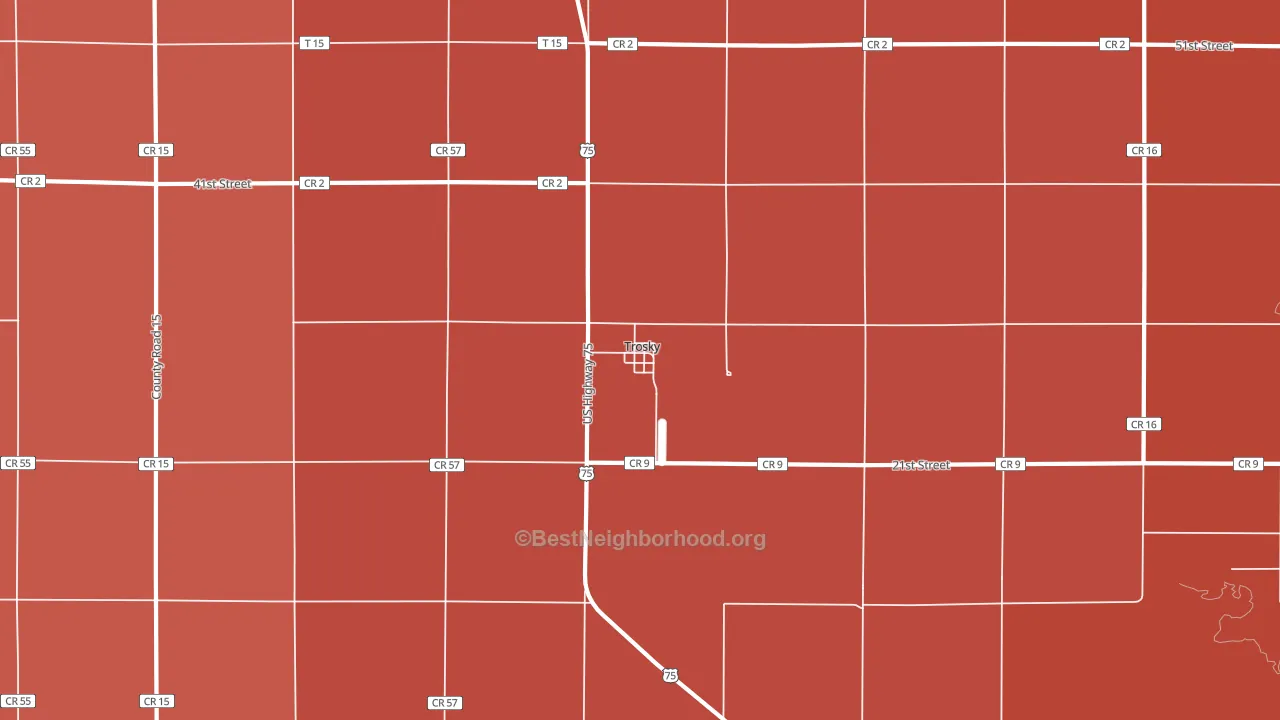 Trosky, MN block-group political-lean map
