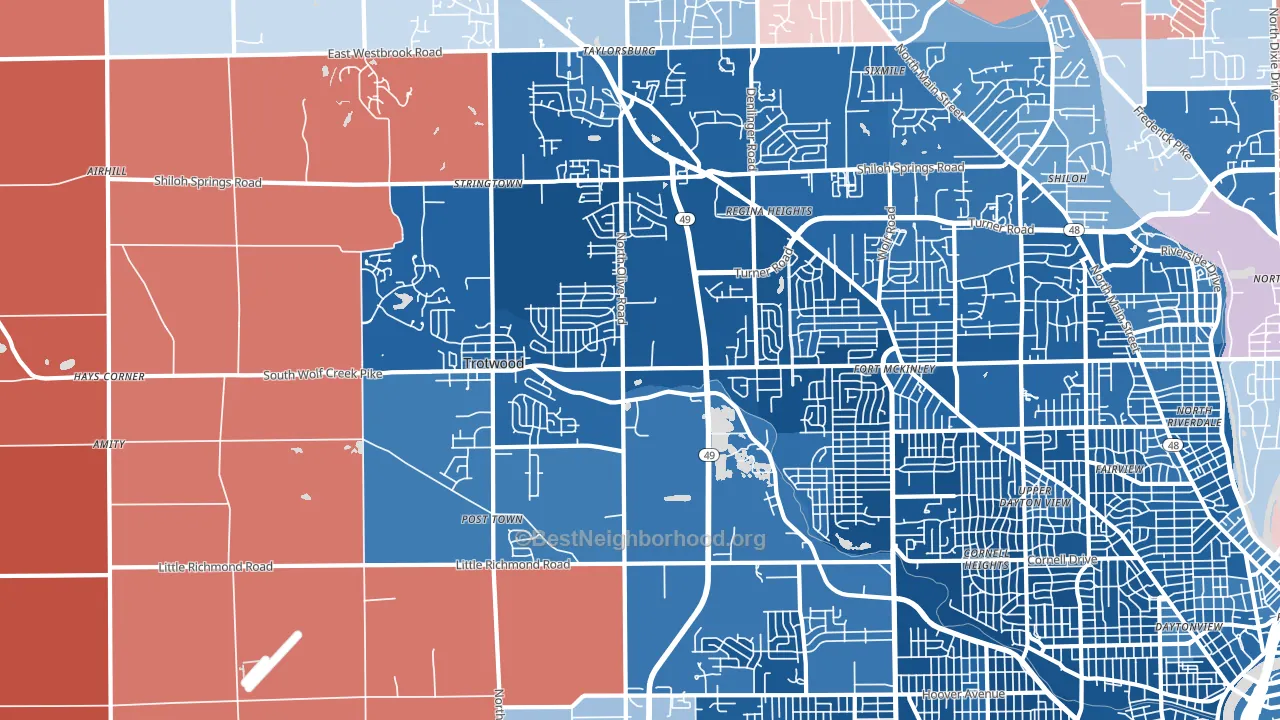 Trotwood, OH block-group political-lean map