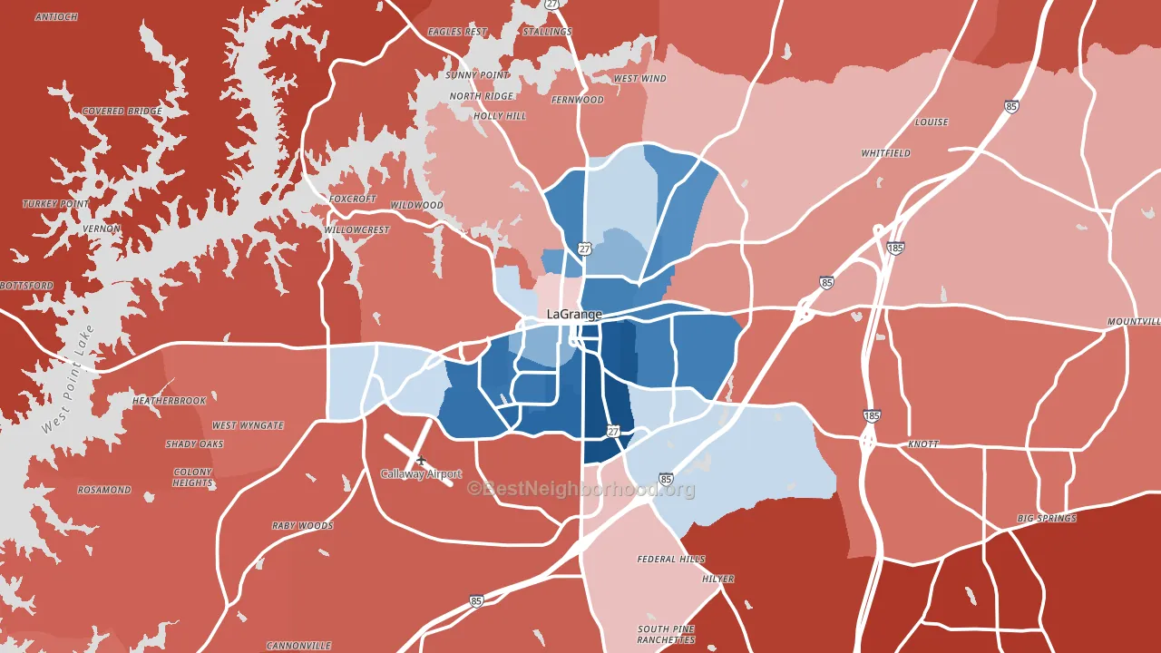 Troup County, GA block-group political-lean map