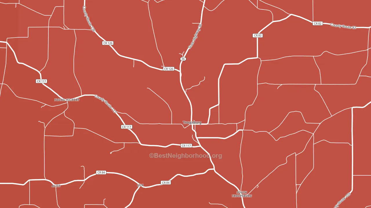 Troupsburg, NY block-group political-lean map
