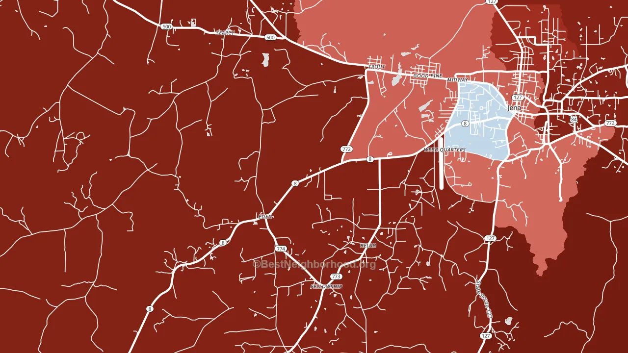 Trout, LA block-group political-lean map