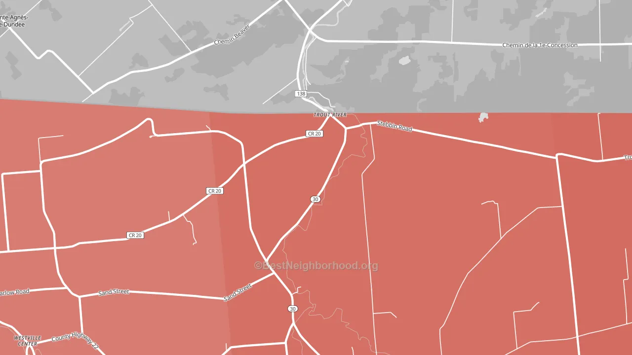 Trout River, NY block-group political-lean map