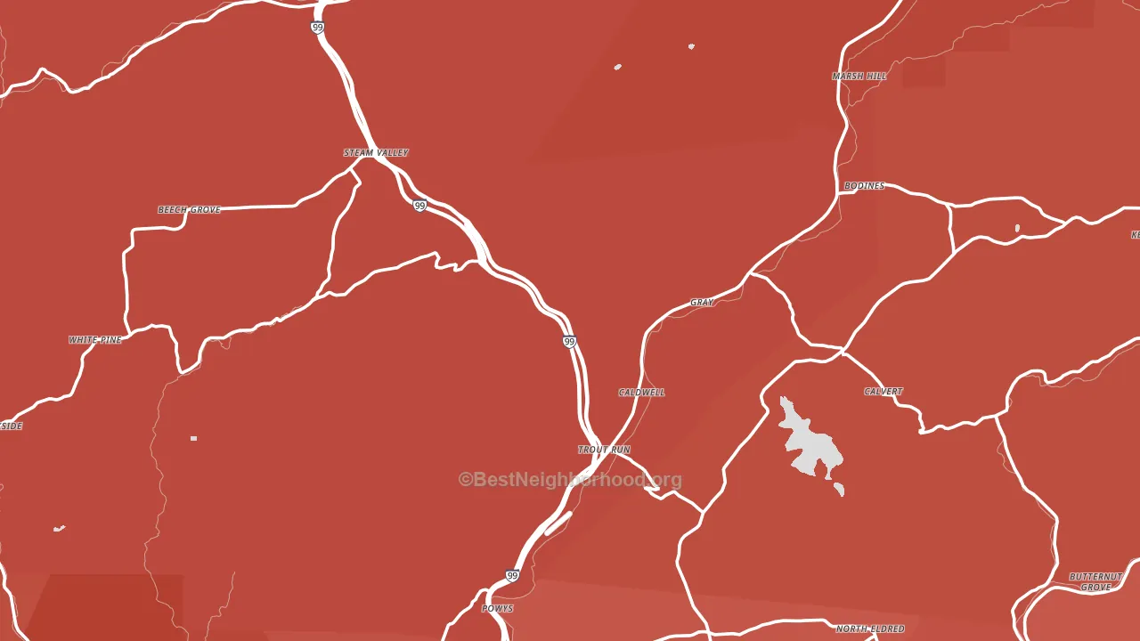 Trout Run, PA block-group political-lean map