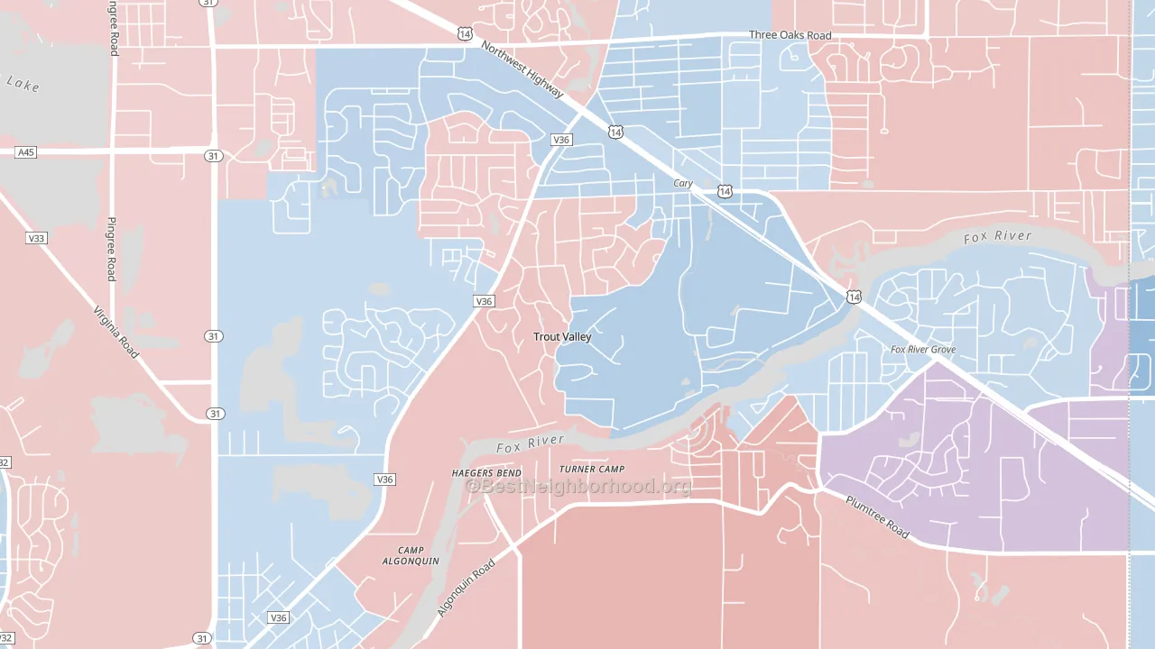 Trout Valley, IL block-group political-lean map