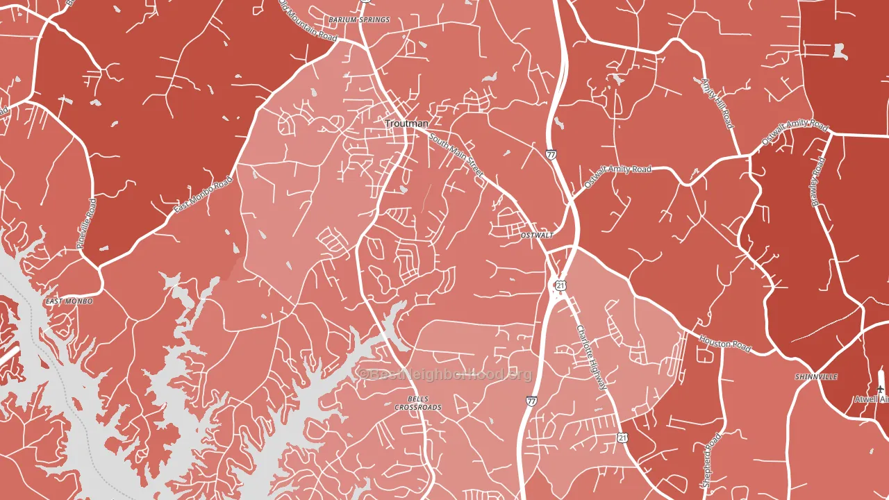 Troutman, NC block-group political-lean map